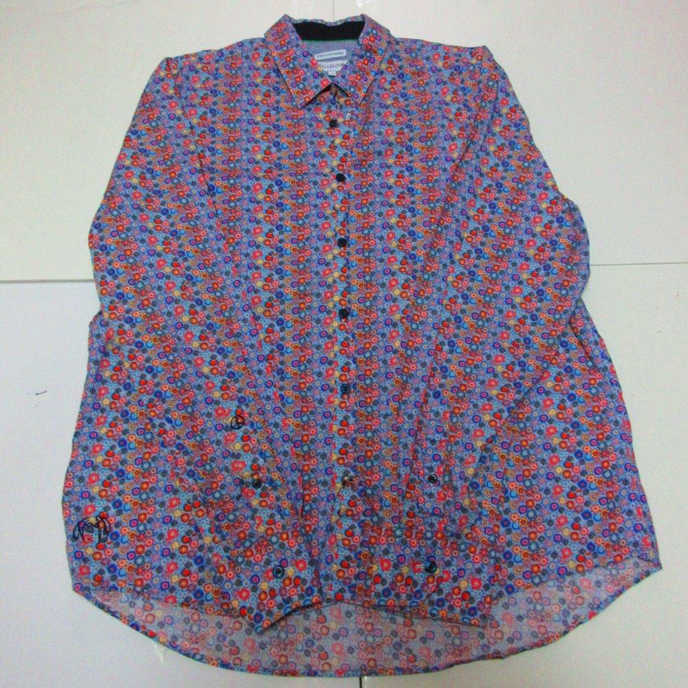 JOHN LENNON  Button Down Shirt Men's Multi Color Floral Cotton Stretch Sz XL